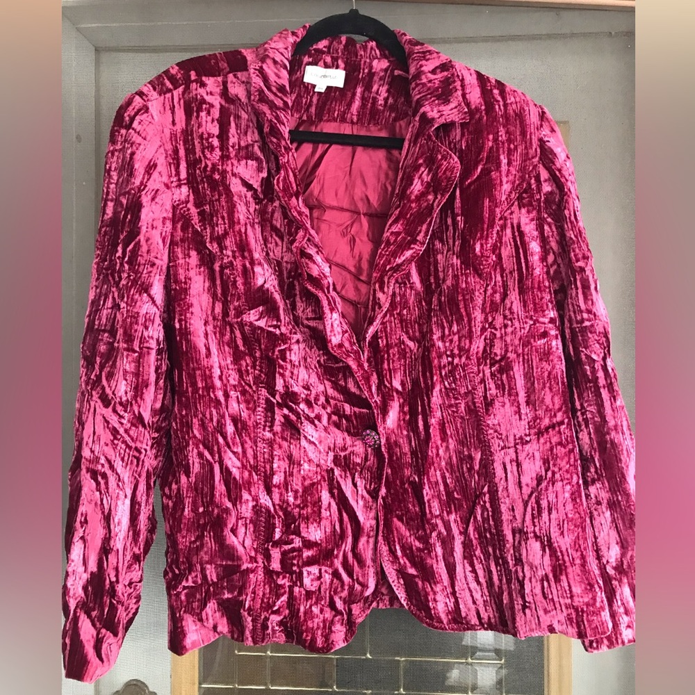 Laura Plus Crushed Velvet Pink Blazer 18W